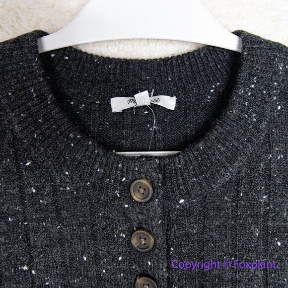 NEW Madewell Donegal dowden Henley Sweater in Coziest Yarn, black, plus size 3X - Picture 5 of 16